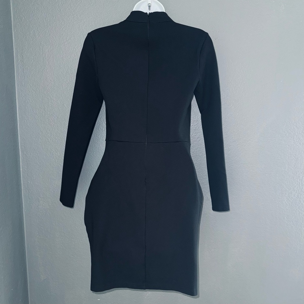Tiger Mist Sexy Little Black Cut Out Sweetheart Party Long Sleeve Dress Medium - Picture 7 of 8
